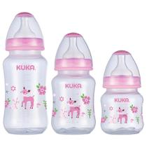 Kit com 3 Mamadeiras Big Natural Bico Universal 150/240/330ml 0-6m+ Kuka - Rosa Kit com 3 Mamadeiras Big Natural Bico Universal 150/240/330ml 0-6m+ Kuka - Rosa