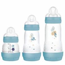 Kit com 3 Mamadeiras EASY START Anticolica 130/260/320ML MAM Azul Kit com 3 Mamadeiras EASY START Anticolica 130/260/320ML MAM Azul
