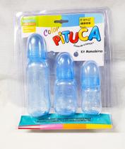 Kit com 3 mamadeiras para bebê pituca livre de bpa