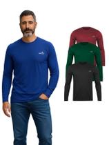 Kit Com 3 Manga Longa Proteção Uv Masculina Cores Sortidas Kit Com 3 Manga Longa Proteção Uv Masculina Cores Sortidas