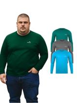 Kit Com 3 Manga Longa Uv Masculina Plus Size Cores Sortidas