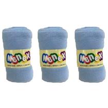 Kit Com 3 Mantas Infantil 90x1,10 Macia Azul - Nenex