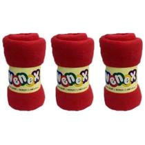 Kit Com 3 Mantas Infantil 90x1,10 Macia Vermelho - Nenex Kit Com 3 Mantas Infantil 90x1,10 Macia Vermelho - Nenex