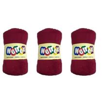 Kit Com 3 Mantas Infantil 90x1,10 Macia Vinho - Nenex Kit Com 3 Mantas Infantil 90x1,10 Macia Vinho - Nenex