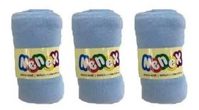 Kit Com 3 Mantas Infantil Macia Azul - Nenex