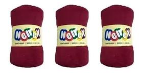Kit Com 3 Mantas Infantil Macia Vinho - Nenex Kit Com 3 Mantas Infantil Macia Vinho - Nenex