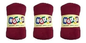 Kit Com 3 Mantas Infantil Macia Vinho - Nenex Kit Com 3 Mantas Infantil Macia Vinho - Nenex
