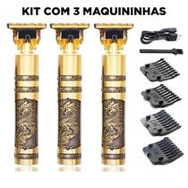 Kit com 3 Maquininhas De Cortar Cabelo Barba Axilas Acabamento Premium