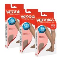 Kit Com 3 Meias 3/4 Média Compressão Kendall Ultra Pro Original Feminina Com Ponteira 20-30Mmhg