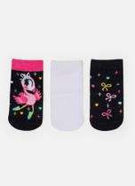 Kit com 3 Meias Bebê Menina Flamingo - Puket Kit com 3 Meias Bebê Menina Flamingo - Puket