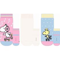 Kit com 3 Meias Bebe Rosa Snoopy 35SNO3 17 a 22 Kit com 3 Meias Bebe Rosa Snoopy 35SNO3 17 a 22