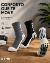 Kit Com 3 Meias Esportiva Antiderrapante para futebol academia pilates