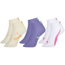 Kit com 3 Meias Esportiva Puma Infantil Cano Baixo Sport Calcanhar Verdadeiro Lisa Modelo Sapatilha