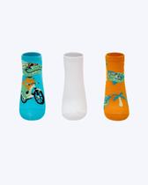 Kit com 3 meias Infantil Masculina Dino Miami Puket 010406381