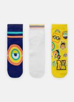 Kit com 3 Meias Puket Unissex Adulto Minions Variante 1 34 A 39
