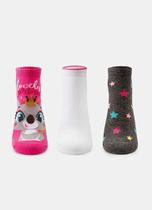 Kit com 3 Meias Soquete Bebê Menina Coala Princess - Puket
