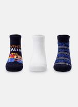 Kit com 3 Meias Soquetes Carros Puket 6965