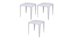 Kit com 3 mesa de plástico bela vista - branca - mor
