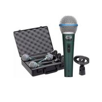 Kit Com 3 Microfone Dinâmico Btm-58a C/ Maleta E Cachimbo