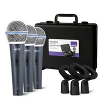 Kit Com 3 Microfones Dinâmico Profissional MXT - PRO BTM-58A Kit Com 3 Microfones Dinâmico Profissional MXT - PRO BTM-58A