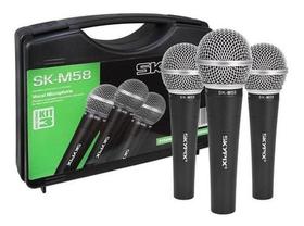 Kit Com 3 Microfones Dinamico Skypix Tipo Beta Sm58 Prof