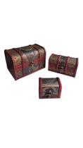 Kit com 3 Mini Baus Vintage Porta Joias, Objetos, Decoração