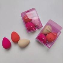 Kit com 3 Mini Esponjas para Maquiagem - Aplicação Precisa de Corretivo e Iluminador Kit com 3 Mini Esponjas para Maquiagem - Aplicação Precisa de Corretivo e Iluminador
