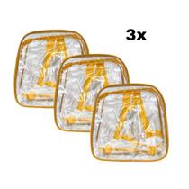 KIT COM 3 MINI mochila AMARELA infantil transparente cristal escola viagem lancheira piscina brinquedo