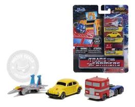 Kit Com 3 Miniaturas Transformers 4 Cm Jada Nano Metals