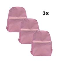 KIT COM 3 MOCHILAS ROSA NAILON escolar, faculdade, notebook para o dia a dia