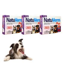 Kit Com 3 NatuVerm Plus 25kg VetBras Vermicida Para Cães e Gatos Vermífugo Oral Sabor Palatável Carne