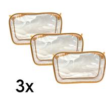 Kit com 3 Necessaire transparente e AMARELA 23X15 Kit com 3 Necessaire transparente e AMARELA 23X15
