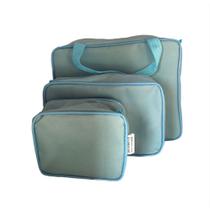 Kit com 3 necessaires com 3 tamanhos diferentes inteira NAILON (tecido) AZUL CLARO