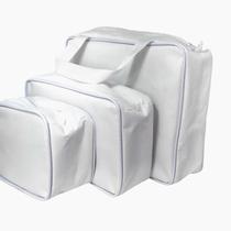 Kit com 3 necessaires com 3 tamanhos diferentes inteira NAILON (tecido) BRANCA Kit com 3 necessaires com 3 tamanhos diferentes inteira NAILON (tecido) BRANCA