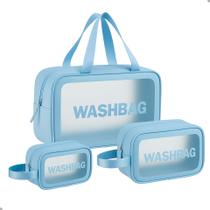 Kit com 3 Necessaires Femininas WashBag Maquiagem, Viagem, Praia, Piscina, com Alça e Gancho Organizadores - DUNANDA OFICIAL Kit com 3 Necessaires Femininas WashBag Maquiagem, Viagem, Praia, Piscina, com Alça e Gancho Organizadores - DUNANDA OFICIAL