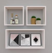 Kit com 3 nichos decoração para Quarto Branco Retangular