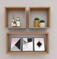 Kit com 3 nichos decoração sala Madeira Retângular