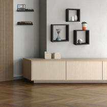 Kit com 3 Nichos Decorativos MDF 2 Prateleiras Retas 25x8cm Organização e Estilo, Sala Quarto