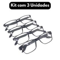 Kit com 3 Óculos de Grau para Leitura / Trabalho / Descanso Unissex - Cor Preto