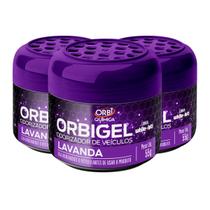 Kit com 3 Odorizadores Cheirinho Automotivo Em Gel Fragrância Lavanda 55g Orbi Química Kit com 3 Odorizadores Cheirinho Automotivo Em Gel Fragrância Lavanda 55g Orbi Química