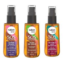 Kit com 3 Óleos de Tratamento Coco, Super Óleos e Multibenefícios Salon Line 42ml cada Kit com 3 Óleos de Tratamento Coco, Super Óleos e Multibenefícios Salon Line 42ml cada