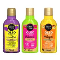 Kit com 3 Óleos de Tratamento Multy Uva, Melancia e Maracujá Salon Line Kit com 3 Óleos de Tratamento Multy Uva, Melancia e Maracujá Salon Line