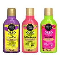 Kit com 3 Óleos de Tratamento Multy Uva, Melancia e Morango Salon Line Kit com 3 Óleos de Tratamento Multy Uva, Melancia e Morango Salon Line