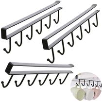 Kit com 3 Organizadores Porta Xícaras ou Utensílios Suporte Suspenso 26cm Black em Aço 6 Ganchos Kit com 3 Organizadores Porta Xícaras ou Utensílios Suporte Suspenso 26cm Black em Aço 6 Ganchos