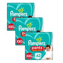 Kit com 3 pacotes de fraldas pampers pants xxg com 42 unidades