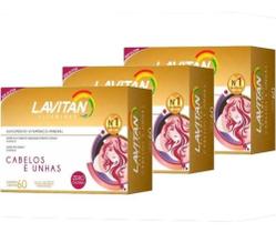 Kit com 3 Pacotes Lavitan Hair Vitamina para Cabelos e Unhas com 60 capsulas*