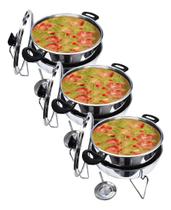 Kit Com 3 Panelas De Banho Maria Réchauds Para Buffet Festas