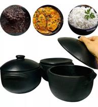 Kit com 3 Panelas de Barro Capixaba 2,0 Litros + 3 Cumbucas 500 ML *PRONTAS PARA O USO*