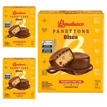 KIT Com 3 Panettone Bites 107g Com cobertura Bauducco KIT Com 3 Panettone Bites 107g Com cobertura Bauducco