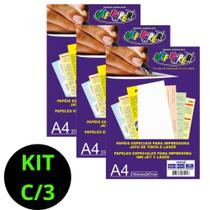 Kit Com 3 Papel Vergê A4 Branco 180g 150 Folhas - OFF PAPER